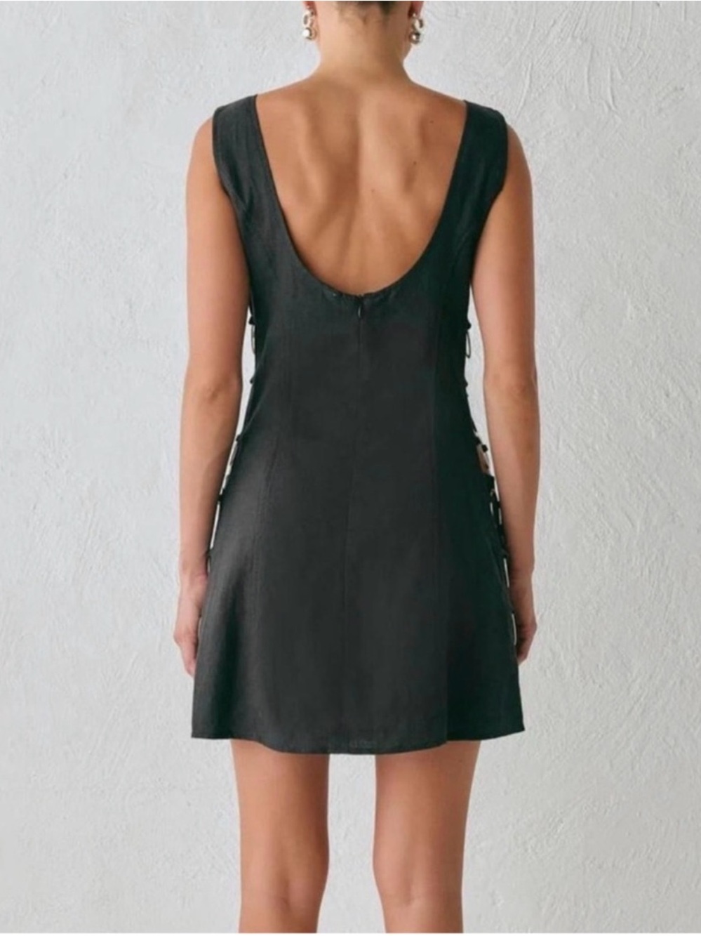 Vrg Grl Discoteca Mini Dress Black Linen Size 8 - Picture 9 of 10